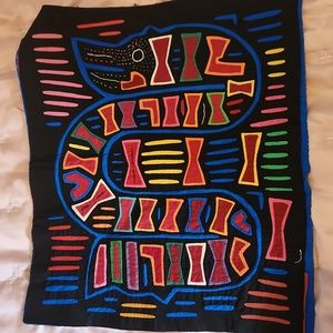 Reverse applique mola Snake ethnic fabric
